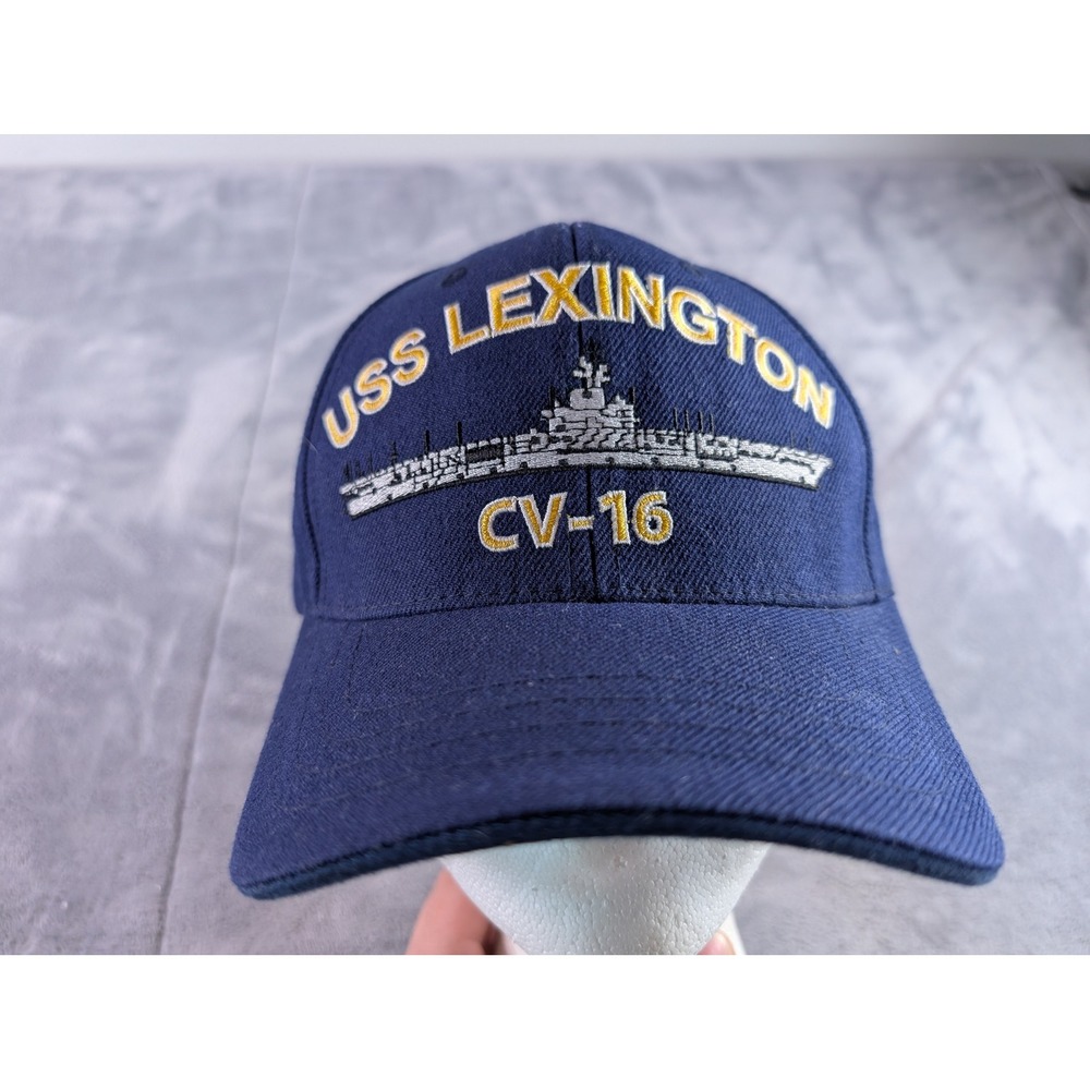 Rapid Dominance USS Lexington CV-16 Navy Blue Military Ship Baseball Cap Hat NS